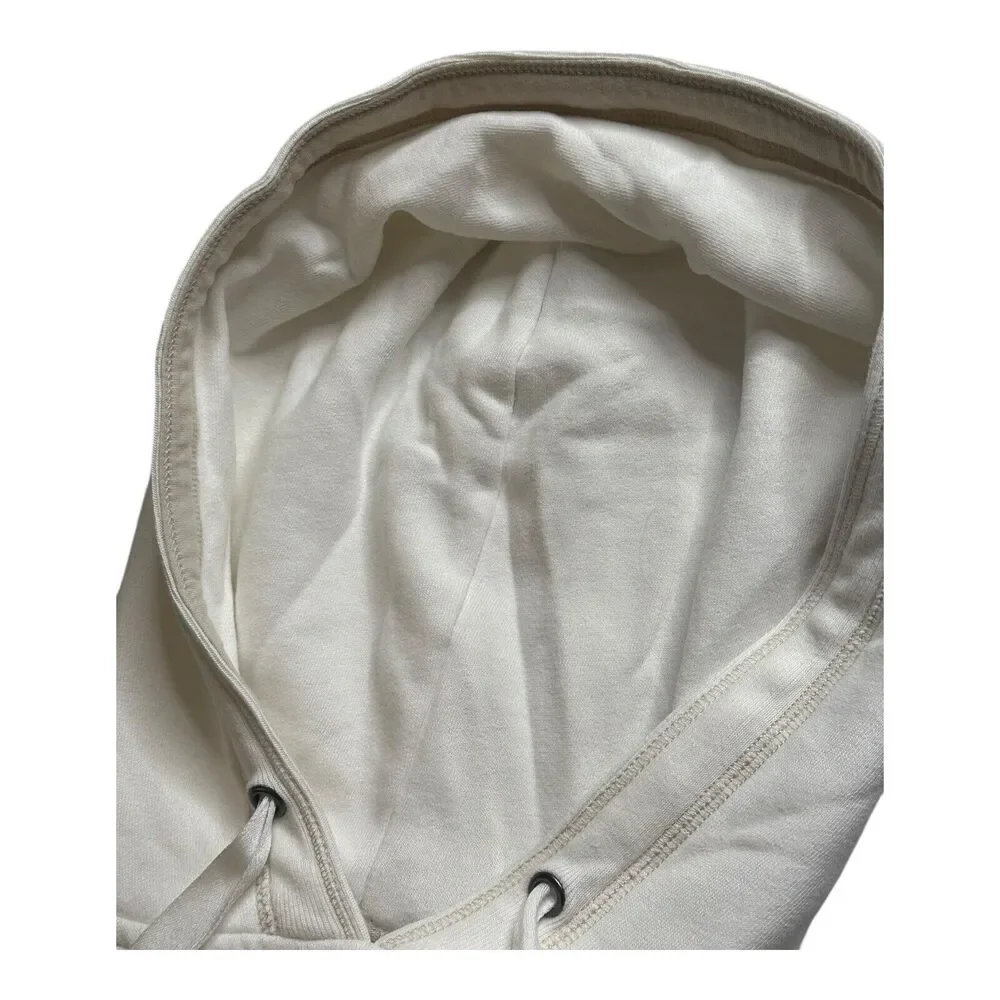Abercrombie and Fitch Cream Cropped Hoodie XS Embroidered‎ Logo Pullover